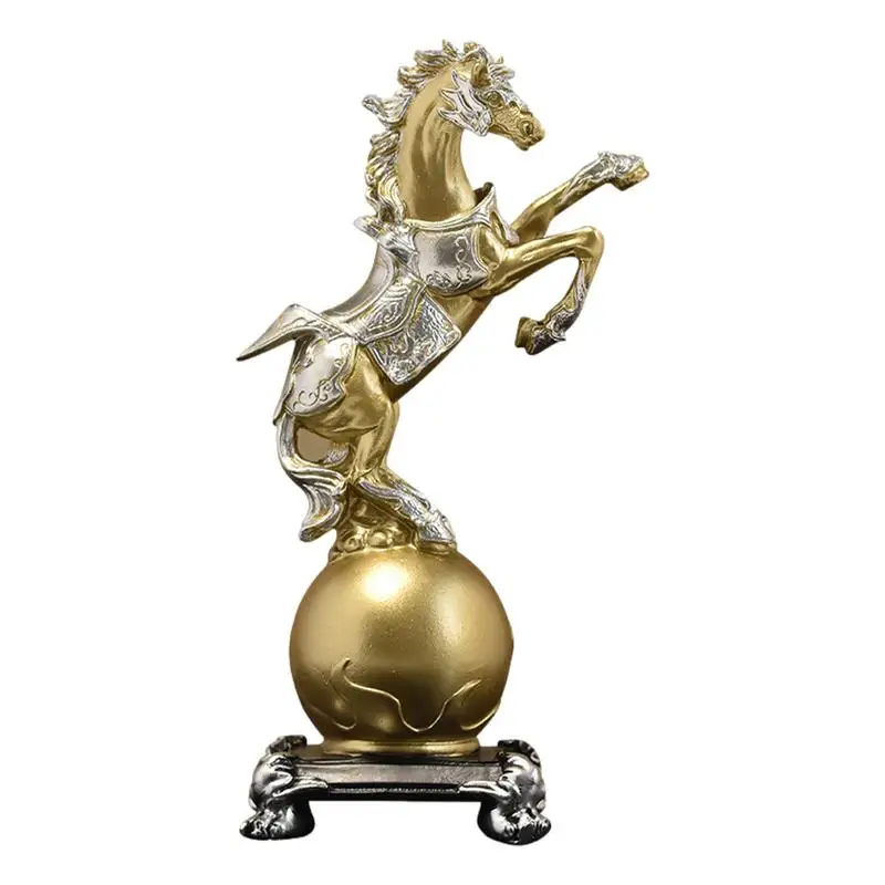 

Resin Statue Golden Horse Figurine Modern Sculptures Indoor Home Decor Horse Figure Abstract Ornaments Table Decoration Horse