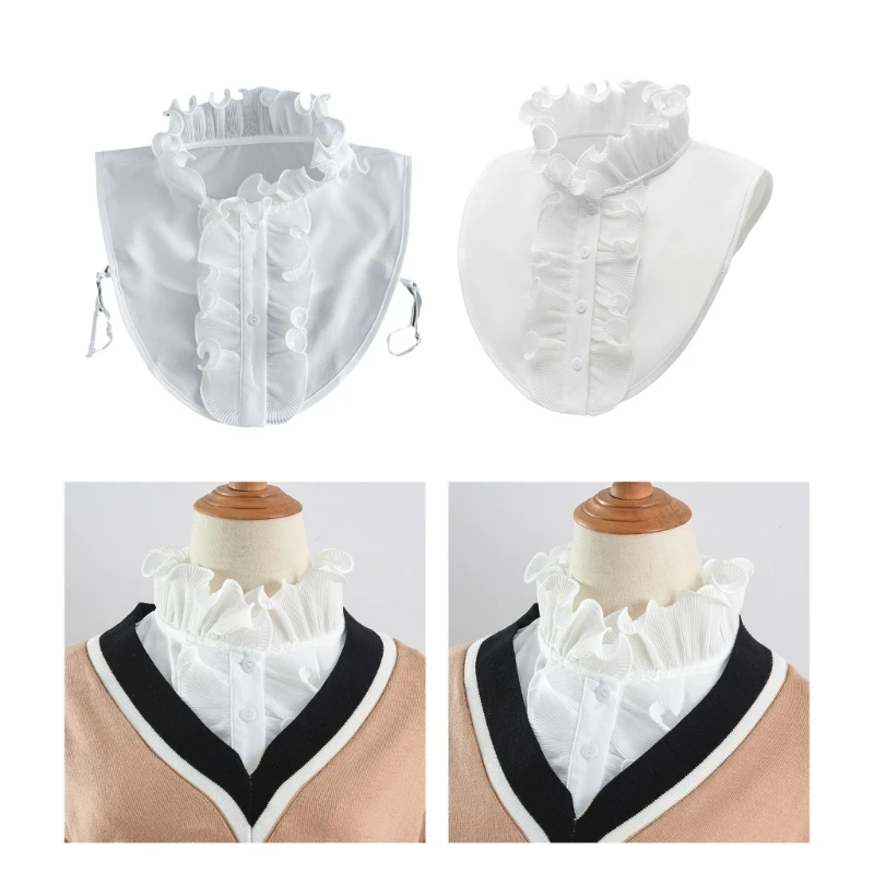 

MXMB Ruffle Faux Collar Decorative Collars for Clothes Suit Removable False Collar Universal Shawl Elegant Top Lapel Shawl