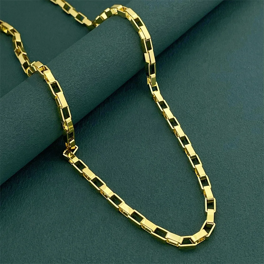 Luxo 24k 9999 ouro puro ouro real masculino e feminino colar