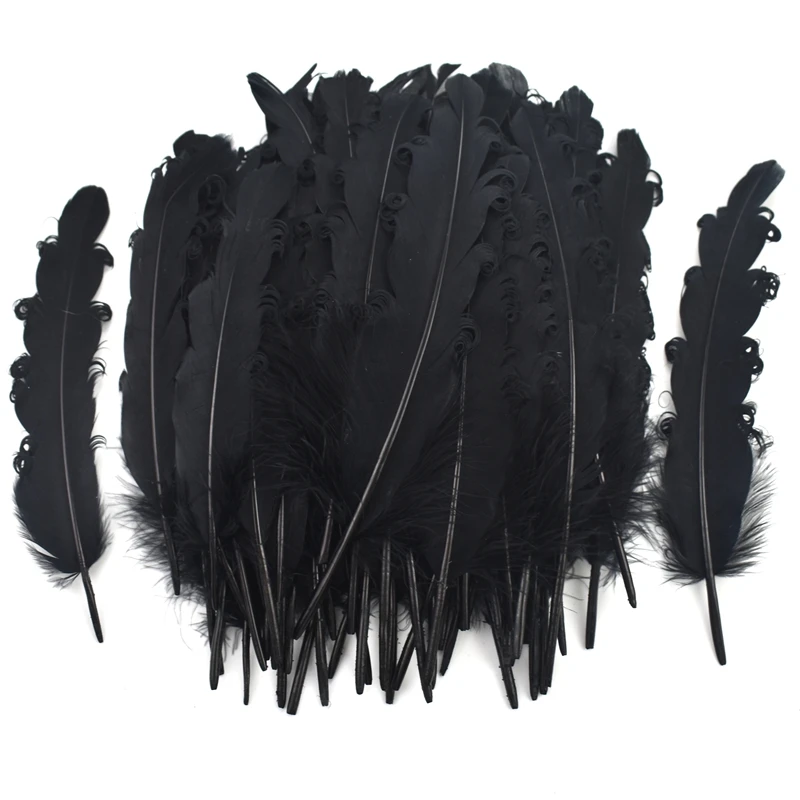 20 Stück weiße und schwarze gelockte Gänsefedern für Schmuckherstellung, Dekoration, Handarbeitszubehör, Cintas Decorativas – Detail 3