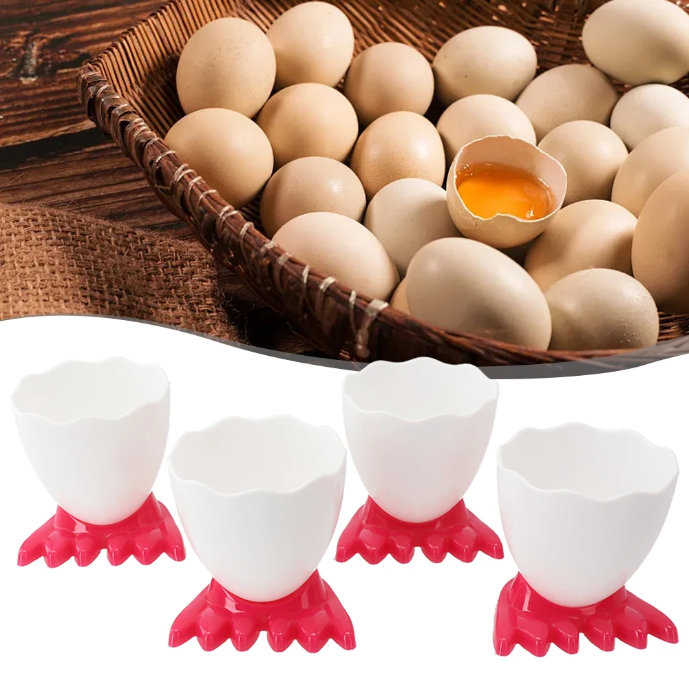 Cute Creative Egg Cup Holder Plastic Eggs Holder With Feet Eggs Separator Boiled Container Kitchen Accessories 4Pcs egg cups holder,egg container