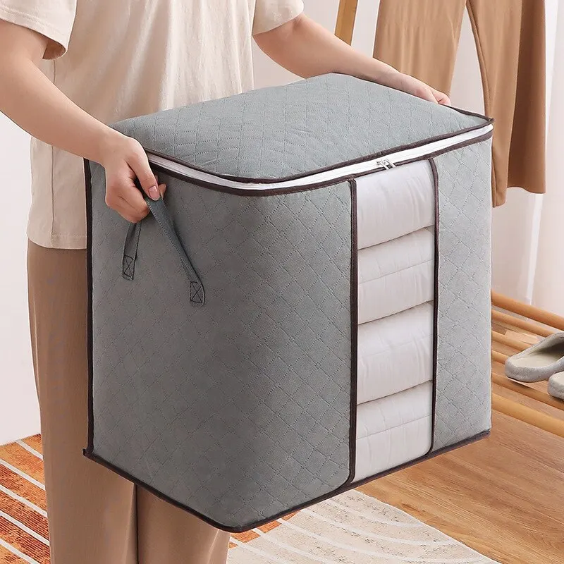 

Clothes Storage Boxes Large Capacity Non-Woven Storage Box for Clothing Bedding Foldable Storage Bags Semitransparent Durable