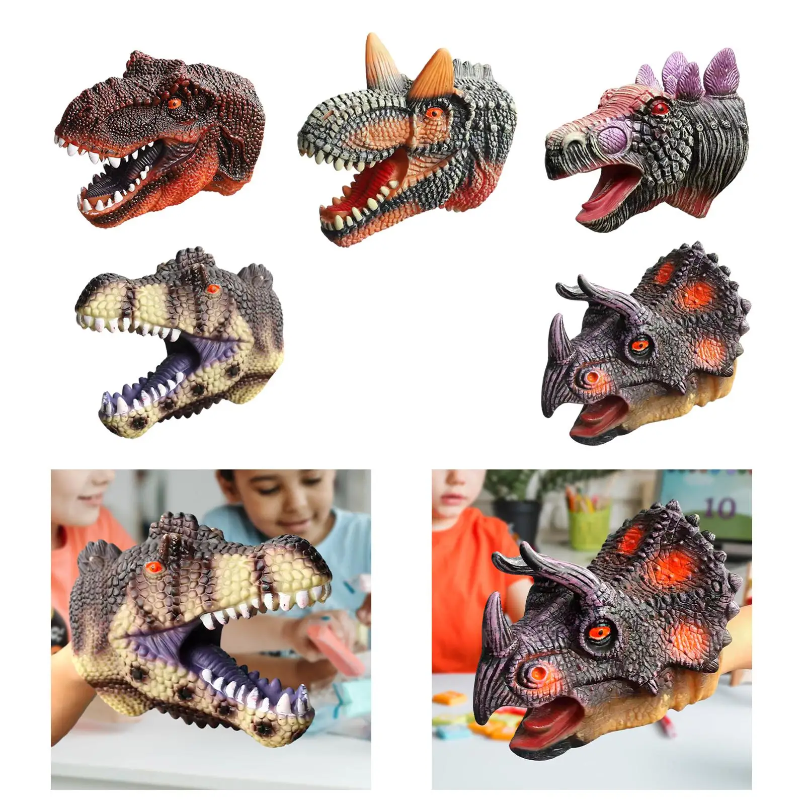 Dino Hand Puppet Soft Realistic Halloween Party Favor Simulation Hand Puppet for