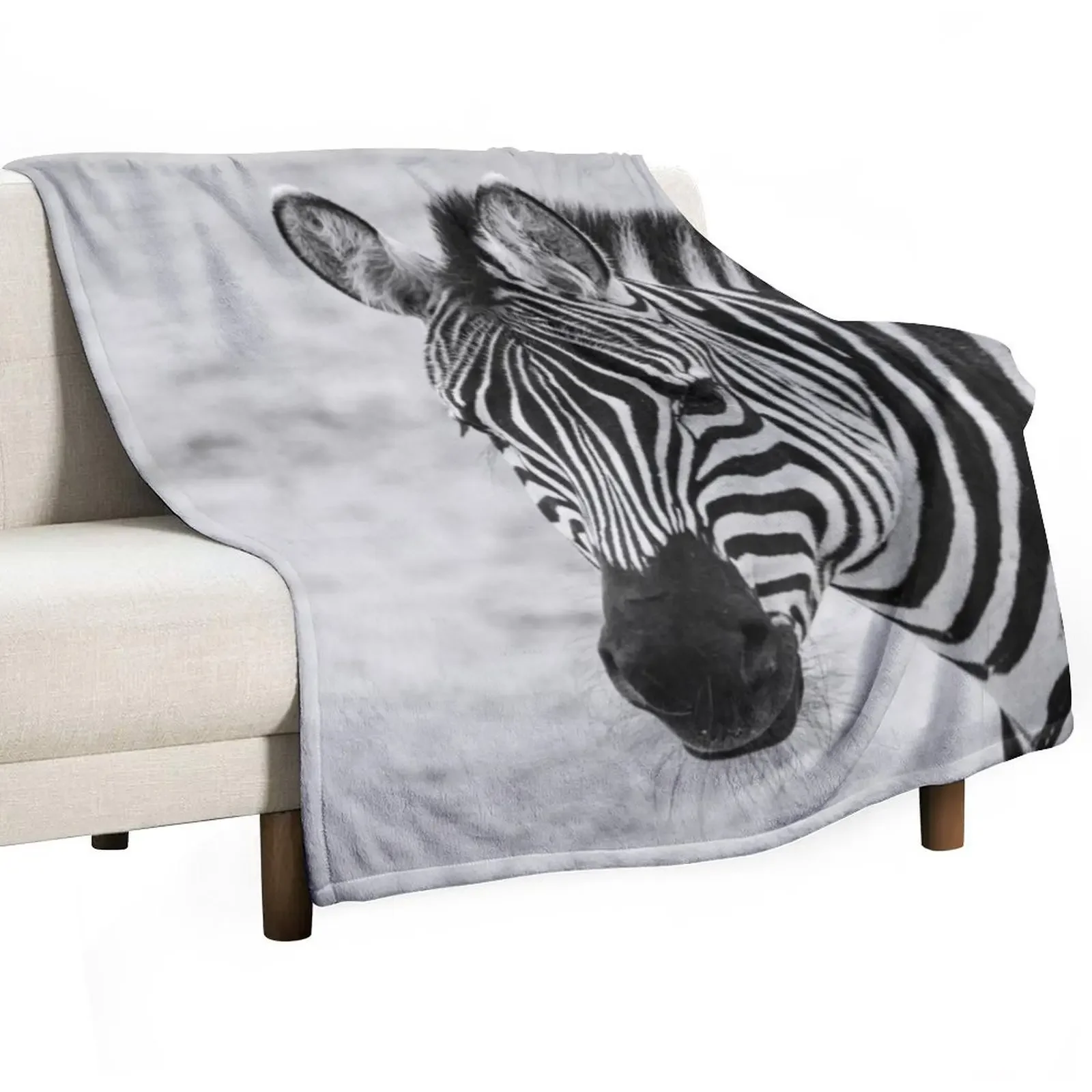 

Zebra in Mono Throw Blanket Flannel Decorative Beds Custom Extra Large Throw Blankets