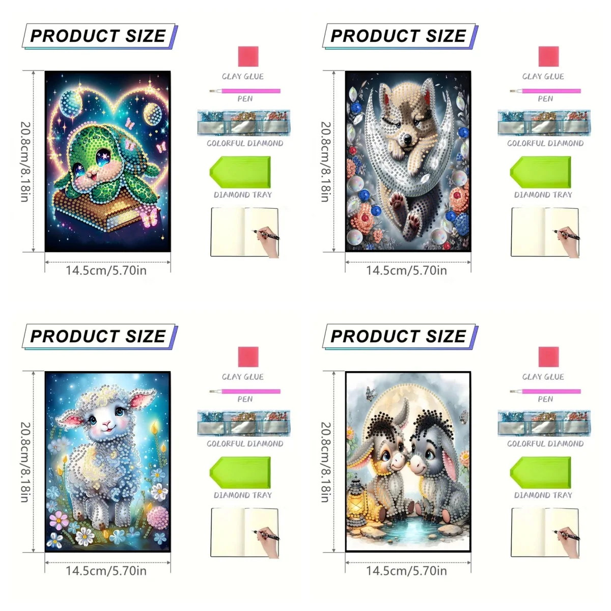 5D DIY turtle sheep donkey dog pattern leather female adult diamond painting notebook sketchbook leather art and crafts