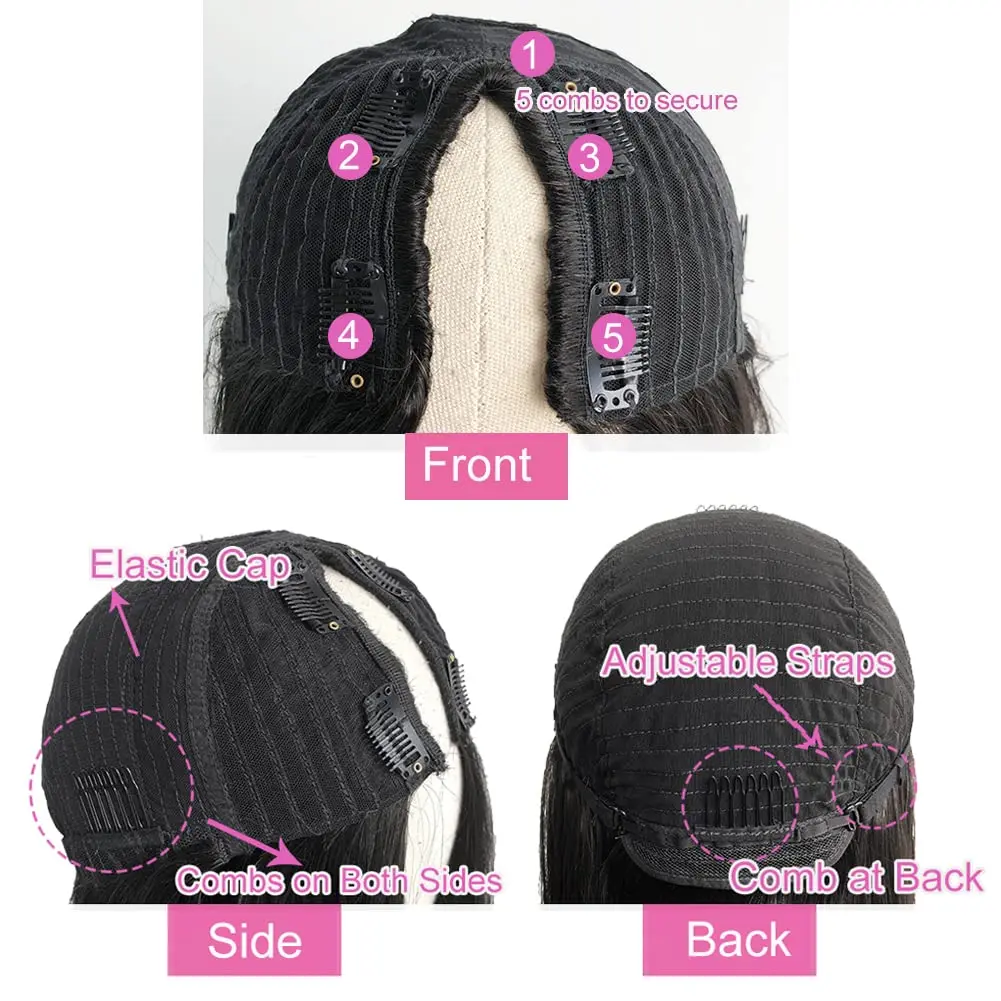 V Part Water Wave Human Hair Wigs No Leave Out 18-32 Inch Curly V Part Wigs Water Wave Malaysia part Human Hair For Women