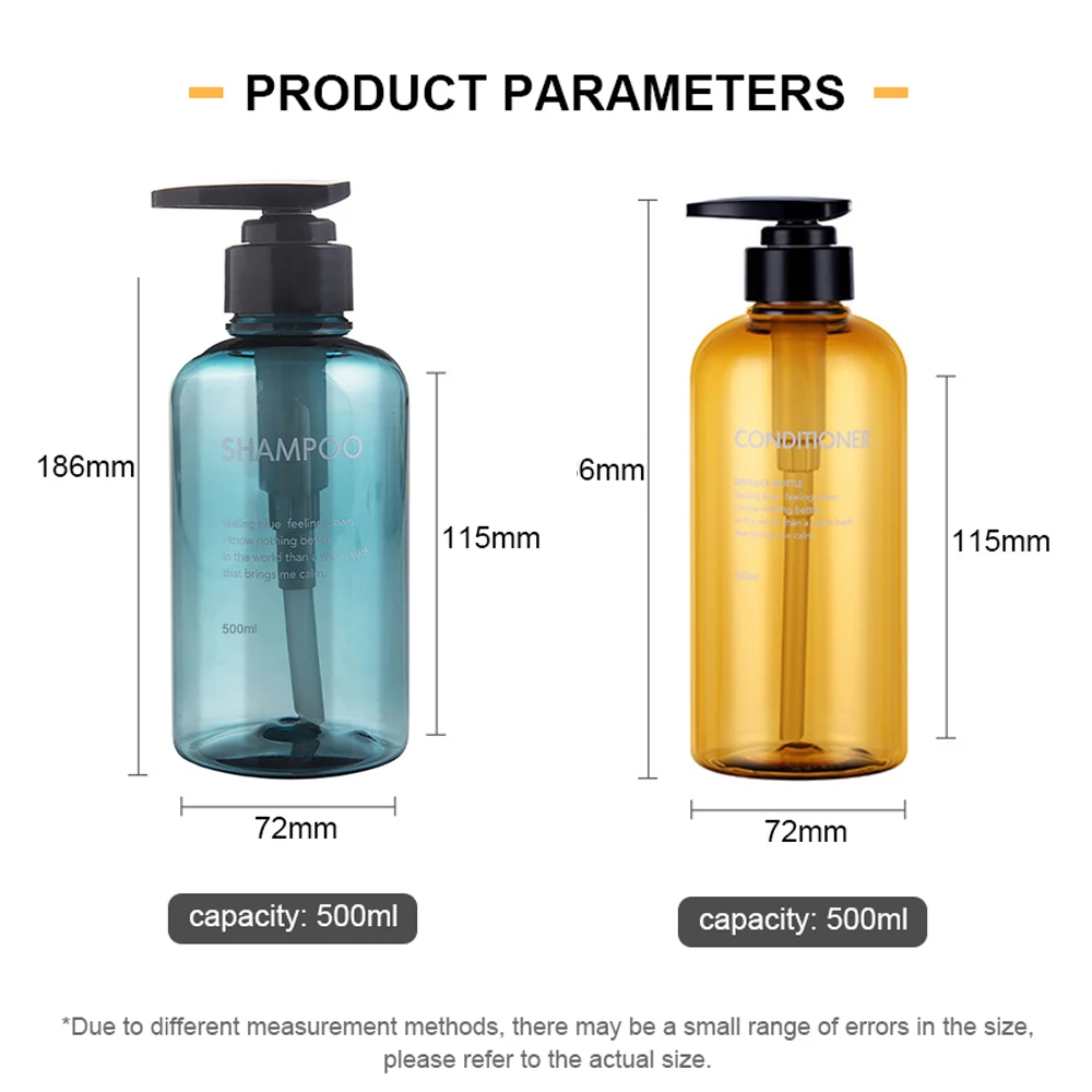 Soap Dispenser Refillable Bottle Soap Dispenser Bottle Refillable Plastic Bottles 500ML Soap Dispenser Bottle Set Bathroom Liquid Refillable Shampoo Shower Gel Bottle Lotion Press Empty Container