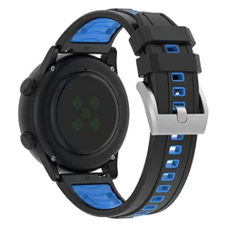 Universal Silicone Watch Band - 20mm/22mm Adjustable Strap - 22mm (Black Blue)