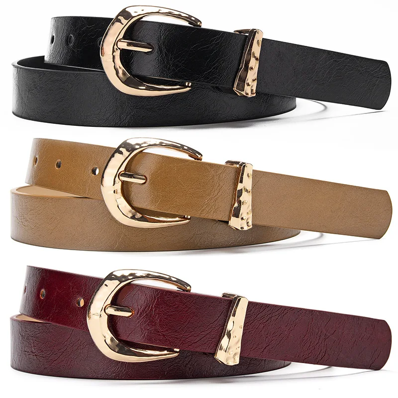Elegant Retro Hammered-Texture Women’s Pin-Buckle Belt