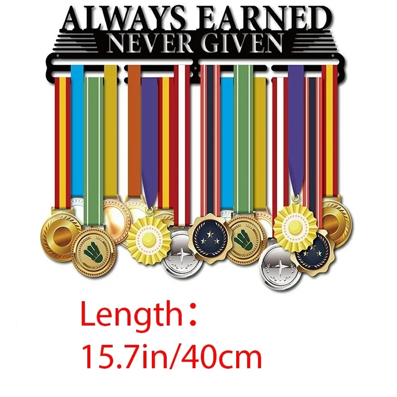Premium Matt Black Metal Sports Medal and Football Display Rack Wall Mount