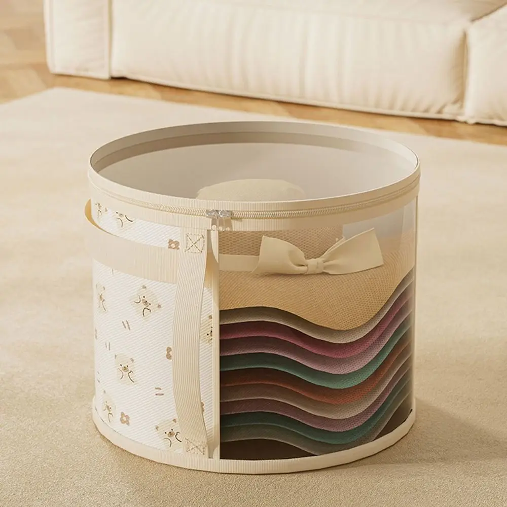 Clear Window Hat Storage Bucket Universal with Handle Clothes Storage Bin Round Brim Closet Organization Cap Storage Organizer 3
