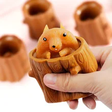 

Cute Animal Squirrel Squeeze Squirrel Vent Squirrel Cup Decompression Toy Stump Rubber Stake Fidget Toys Gift For Kids Pop it