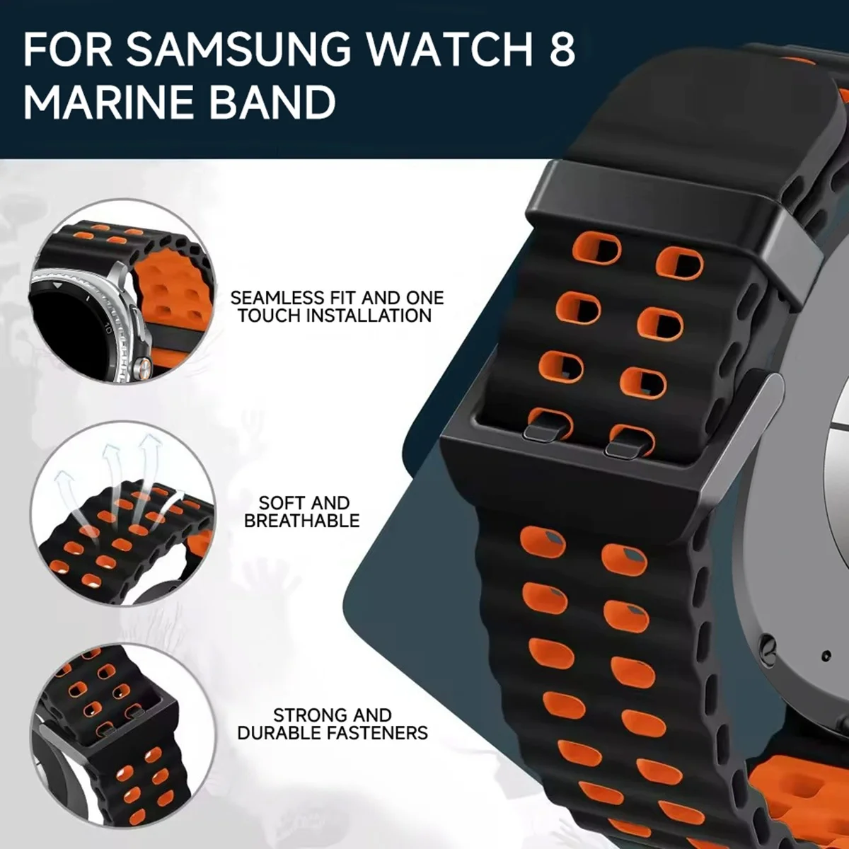 Ocean Silicone Strap - Comfortable & Breathable Bracelet for Smartwatch