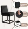 Mid Century Linen Dining Chairs Set of 6, Modern Upholstered Dinner Chairs with Metal Frame for Restaurant, Dining Room, Kitchen 4