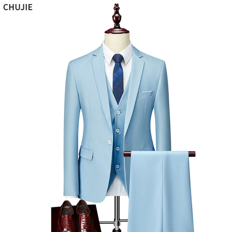 High-Quality-Men-Suit-Set-Blazers-Wedding-Elegant-Business-3-Pieces ...