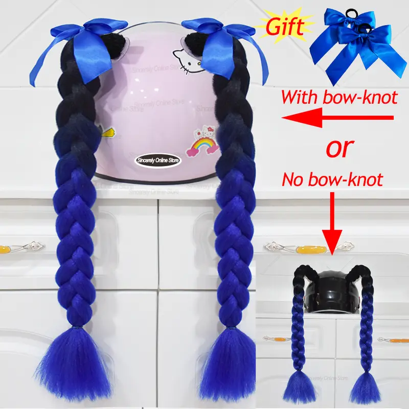 2pcs Quality Braids For Motorcycle Helmet Ponytail Sucker Braids Wig For Woman Helmet Decor Ears Twist Accessories 164 Colors - Image 28