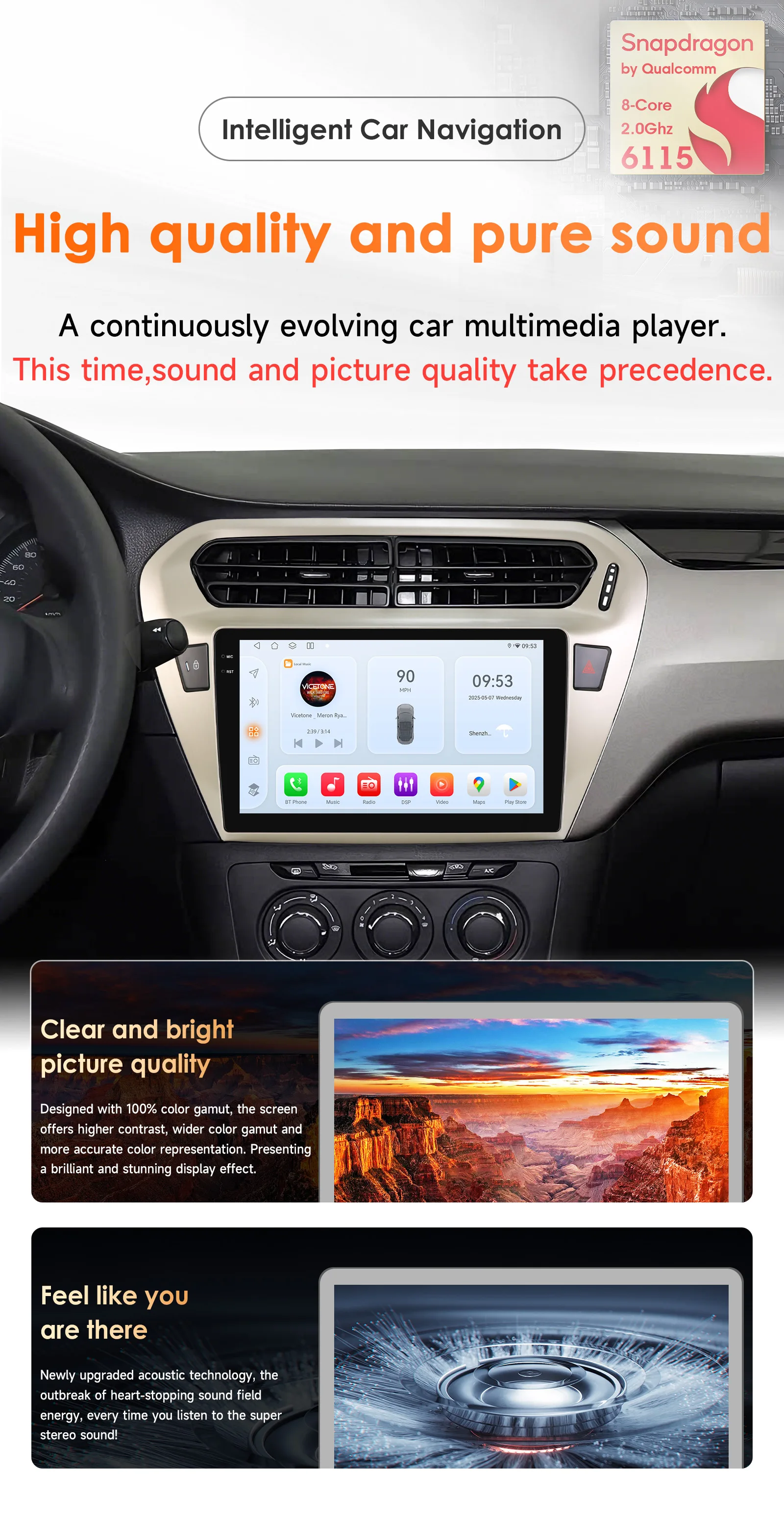 Hizpo 8G 128G 2Din Android 14 Autoradio für Peugeot 301/Citroen C-Elysee Elysee 2013-2018 AI Auto-Multimedia GPS 4G Carplay 6115 – Detail 2