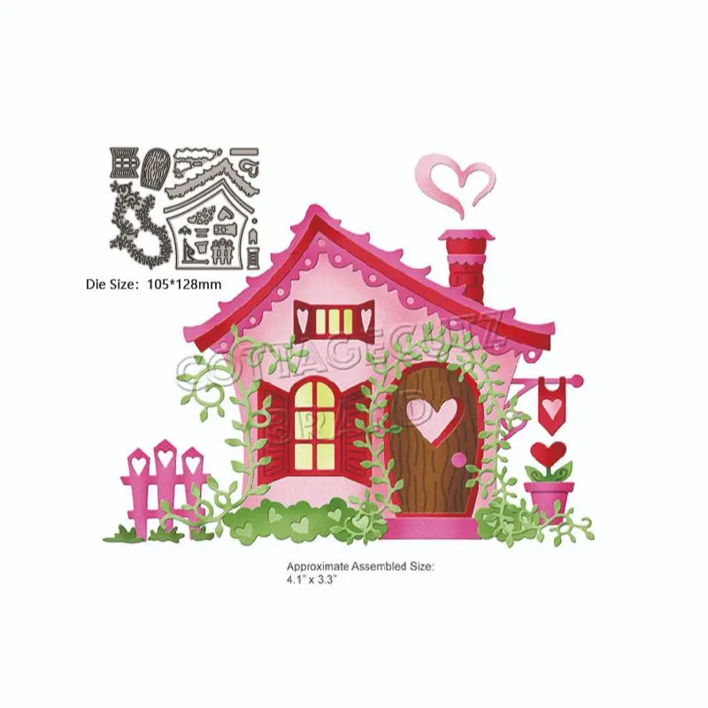Pink Cottage Dies Metal Cutting Layering Die Scrapbooking Love Die Album Fotografico Decorazione Fai Da Te Card Craft