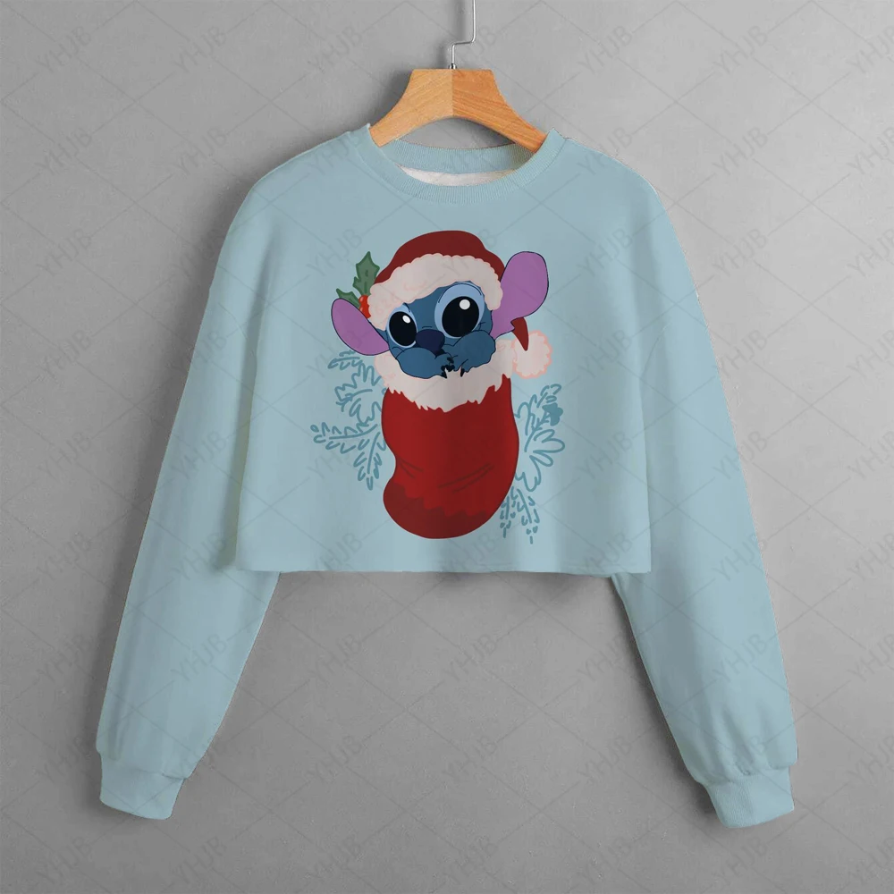 Christmas Girls Kids Clothing Print Cropped Hoodie Disney Stitch Christmas Casual Cartoon Girls Sweatshirt Tops hooded sweatshirt children hoodie children sweater cotton hoodie children sweatshirt toddler sweatshirt children top pullover hoodie