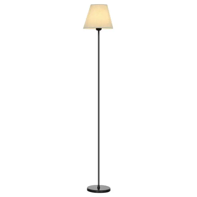 

Black Modern Floor Metal Lamp with Fabric Linen Shade, Marble Base