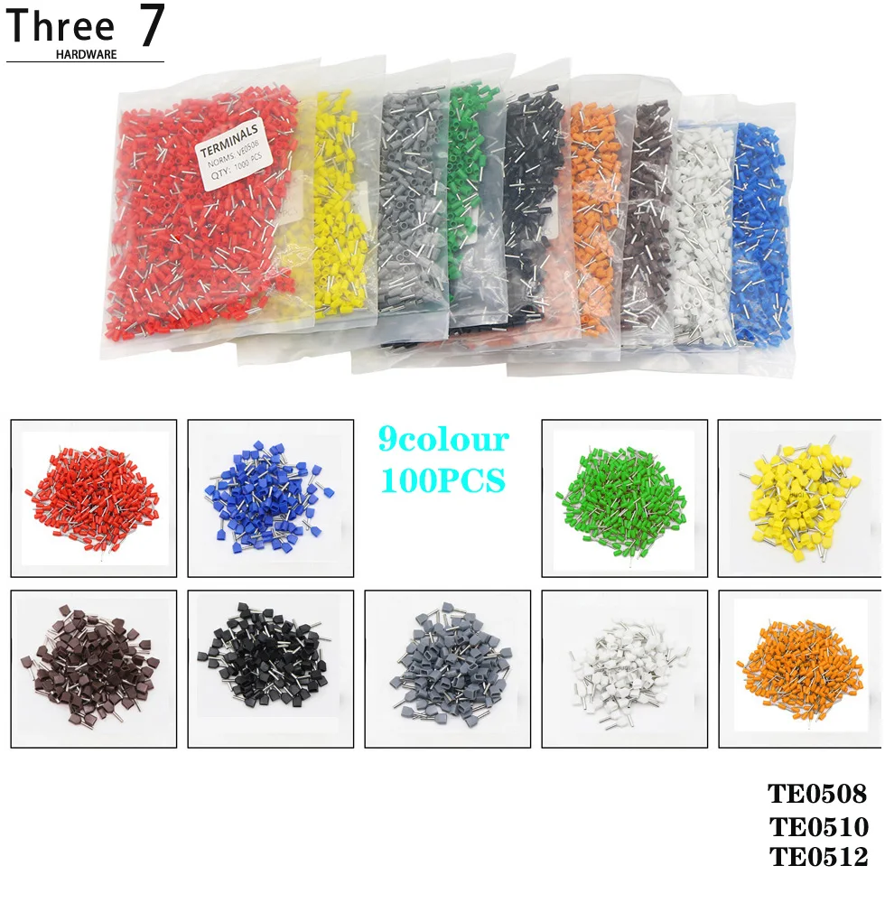 

Double line tube type pre insulated terminal te0508, te0510, te0512 cold pressed terminal, pin type pin 0.5 square