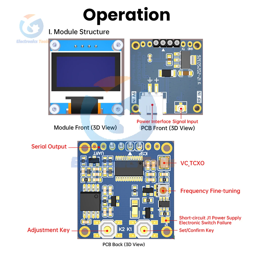 RF Frequency Meter 20MHz-2.7GHz Frequency Counter 0.96-Inch OLED Display Module Digital Signal Meter DC 8-10V frequency counter tester frequency meter