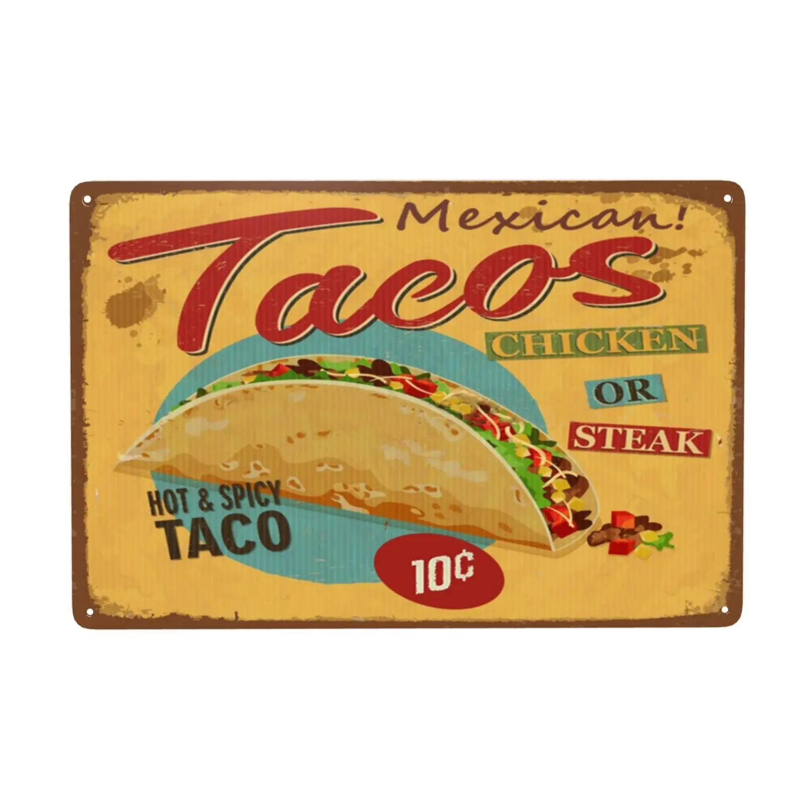 

Mexican To Tacos Retro Metal Tin Sign Vintage Signs For Home Wall Decor 8x12 Inch