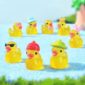 10/20/30PCS Mini Fluorescent Yellow Duck Ornament Miniature Figures Tiny Resin Handicraft Micro Landscape Dollhouse Decoration 1