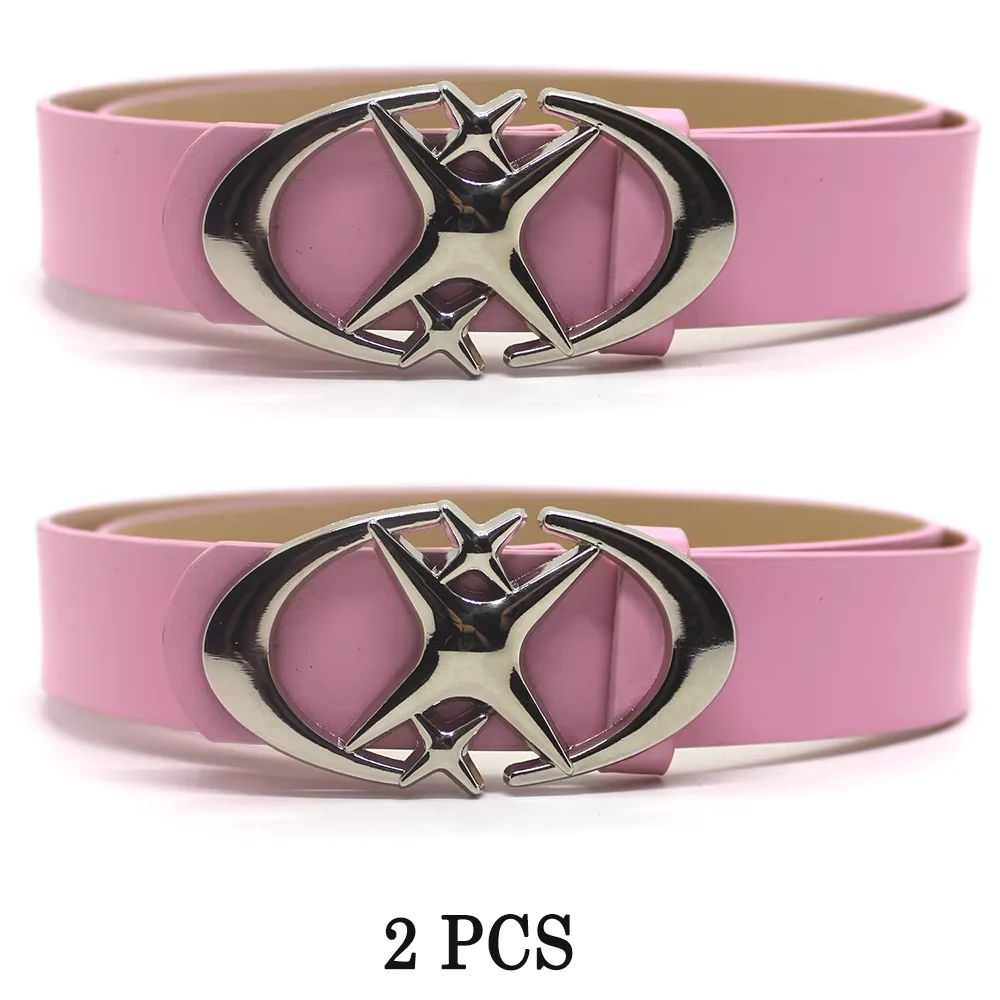 Vintage Gothic Punk Moon Star Buckle Belt - PU Leather Waistband Decorative Accessory