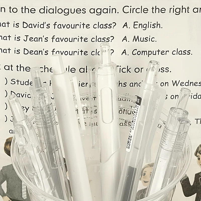 Set of 6 Elegant Ins-Style Black Brush Pens - Quick-Drying, Smooth Writing, Waterproof Signature Pens