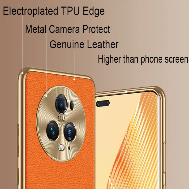 Fashion Genuine Leather Soft TPU Back Cover Case for Honor Magic 4 5 Pro Ultimate Huawei Mate 50 40 Pro RS