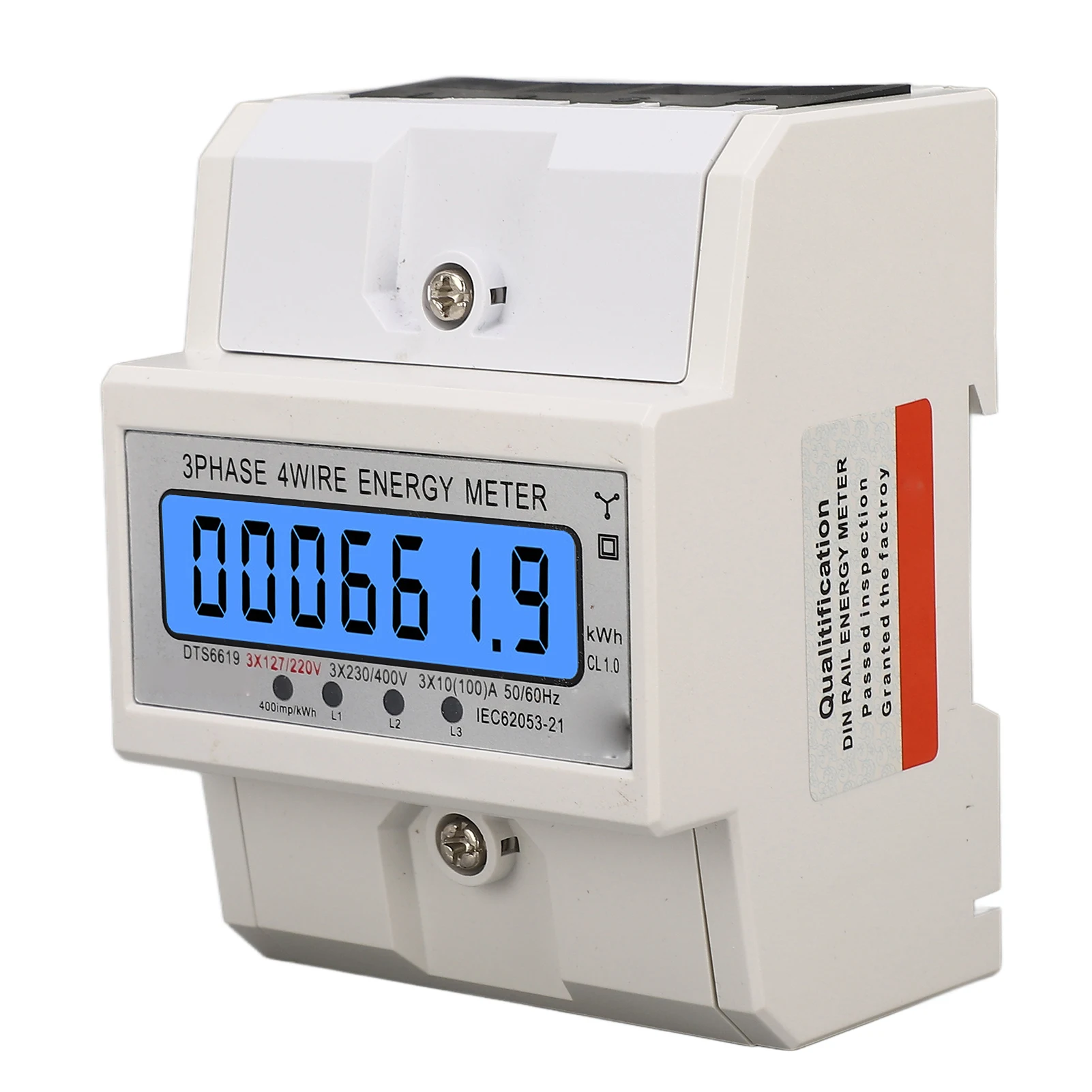 

Digital Energy Meter 10‑100A High Accuracy 3x127/220VAC Digital Electricity Meter Impact Resistant with Indicator for Office