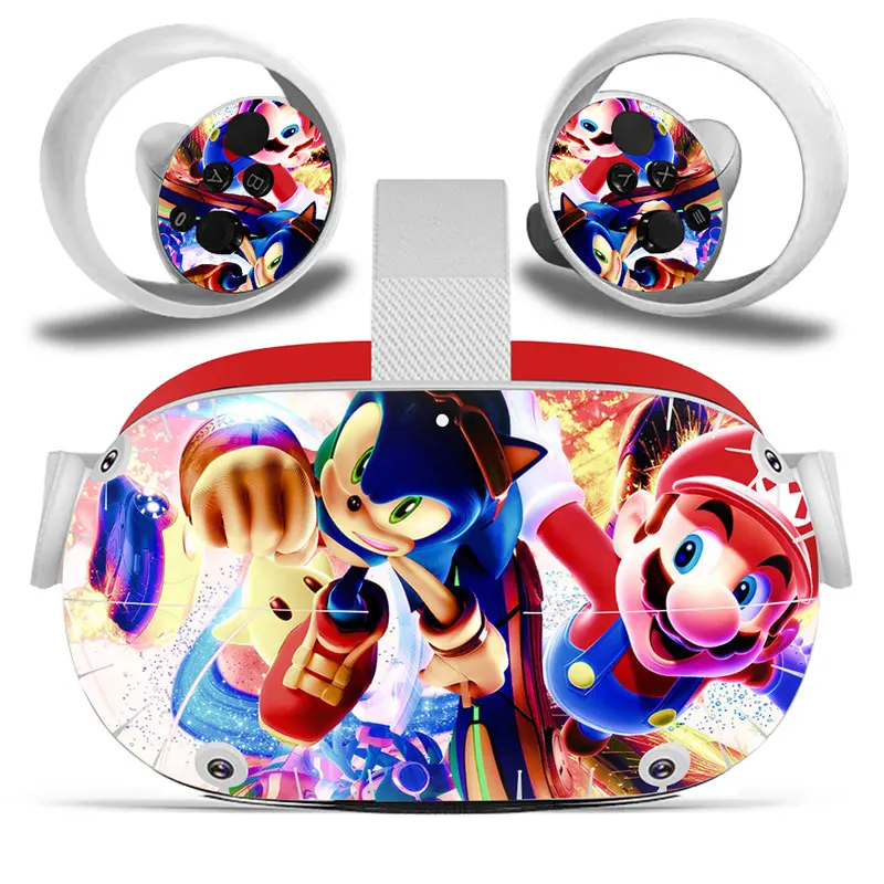 Pokemon Pikachu Mario Vinyl Skin Sticker for Oculus Quest 2 VR Skin Sticker Headset Virtual Reality Decals Protective PVC 