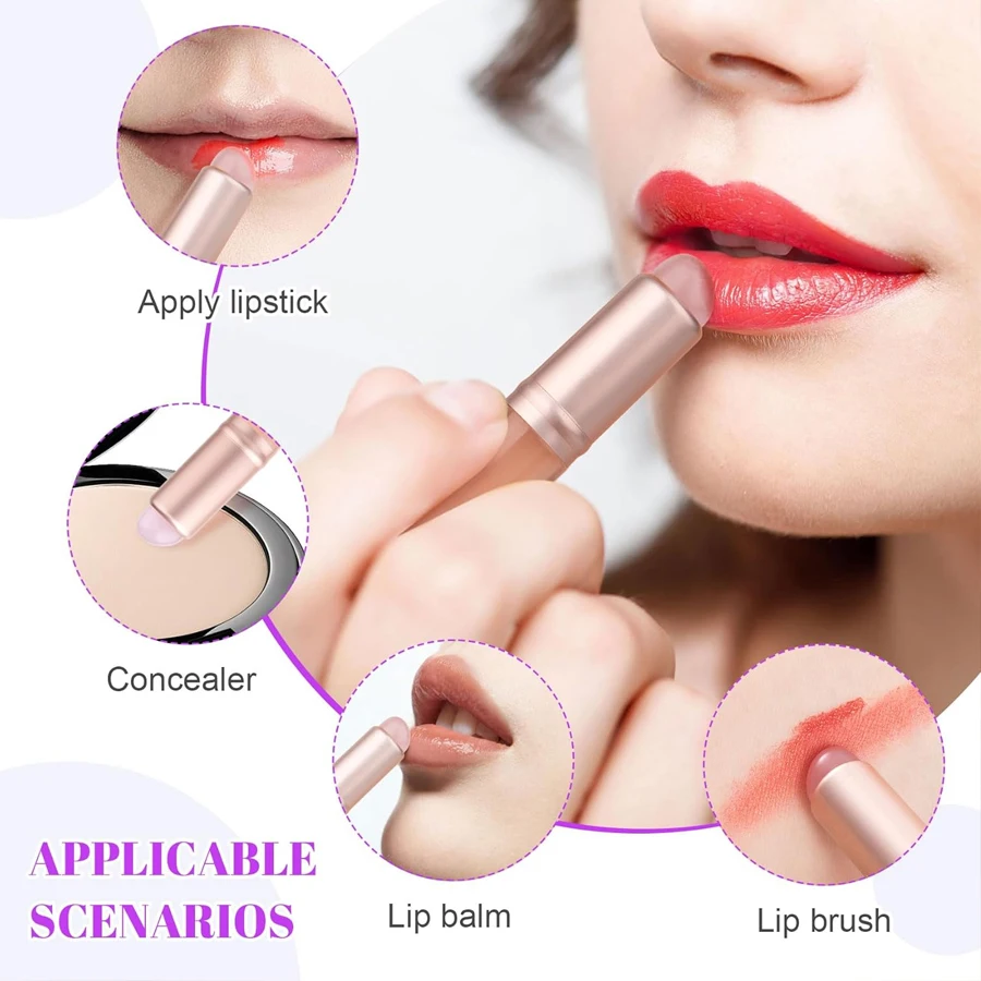 Silicone Nail Brush Flat Applicator Sticks Reusable Lip Brush With Cover For Dust Prevention Silicone Nail Powder Applying Tool 3