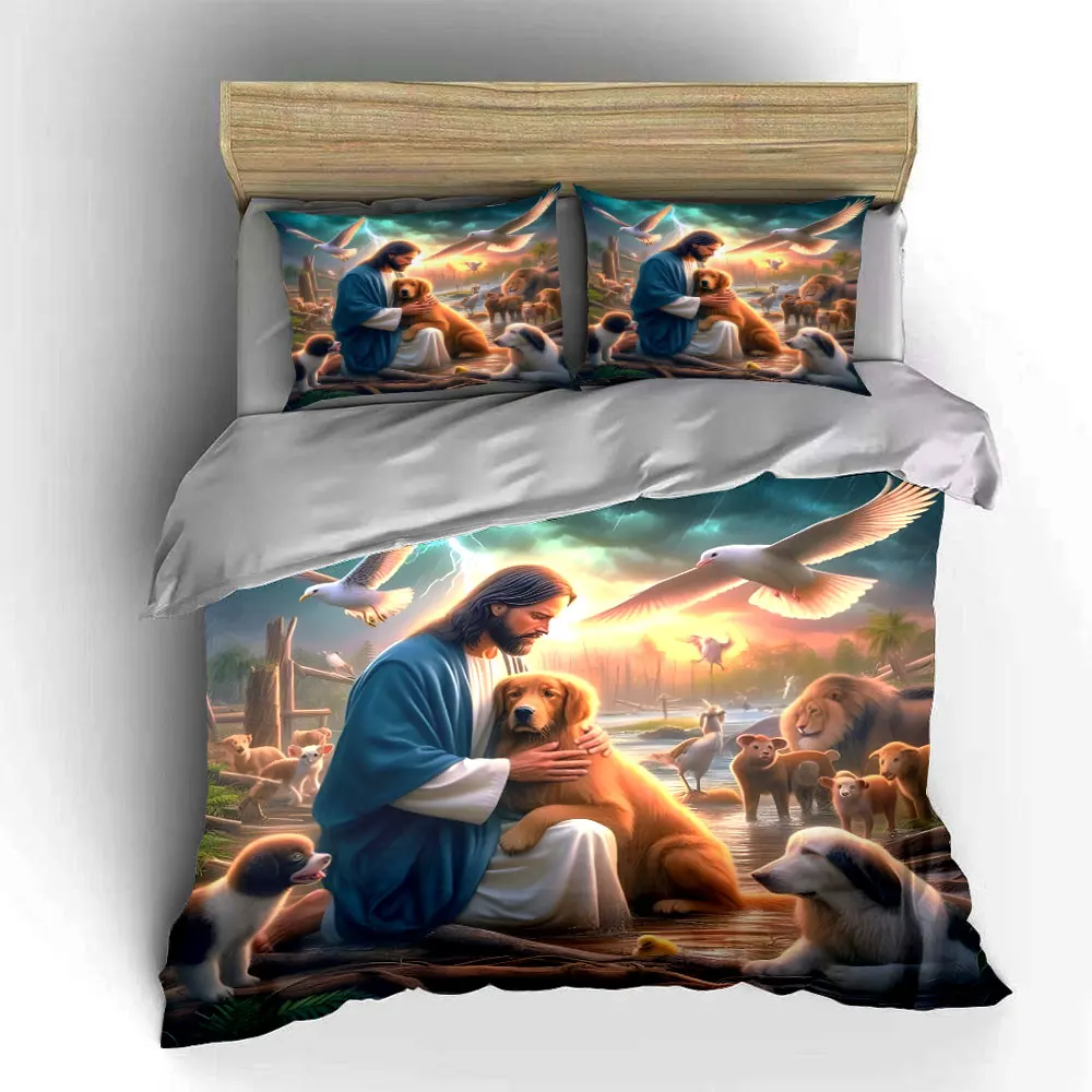 "Compassion for Animals in Nature" Exquisite three-piece bedding set gift for kids and adults 6