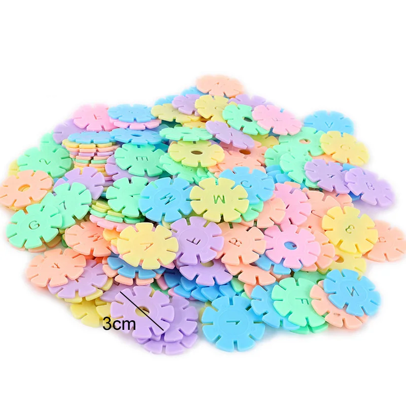 60/100/200pcs 어린이 눈송이 빌딩 블록 장난감 마카롱 색상 DIY 유치원 게임 조립 교육 장난감 선물 TMZ