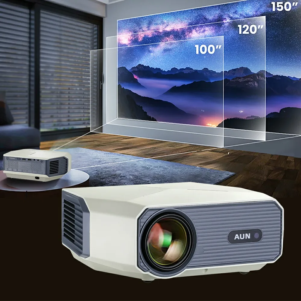Portable Projector Mini Projector Video Projector AUN A004 Pro LED Projector Android TV WIFI 3D Electric Focus Full HD 1920x1080P Home Cinema Theater Smart MINI 4K VideoProjector