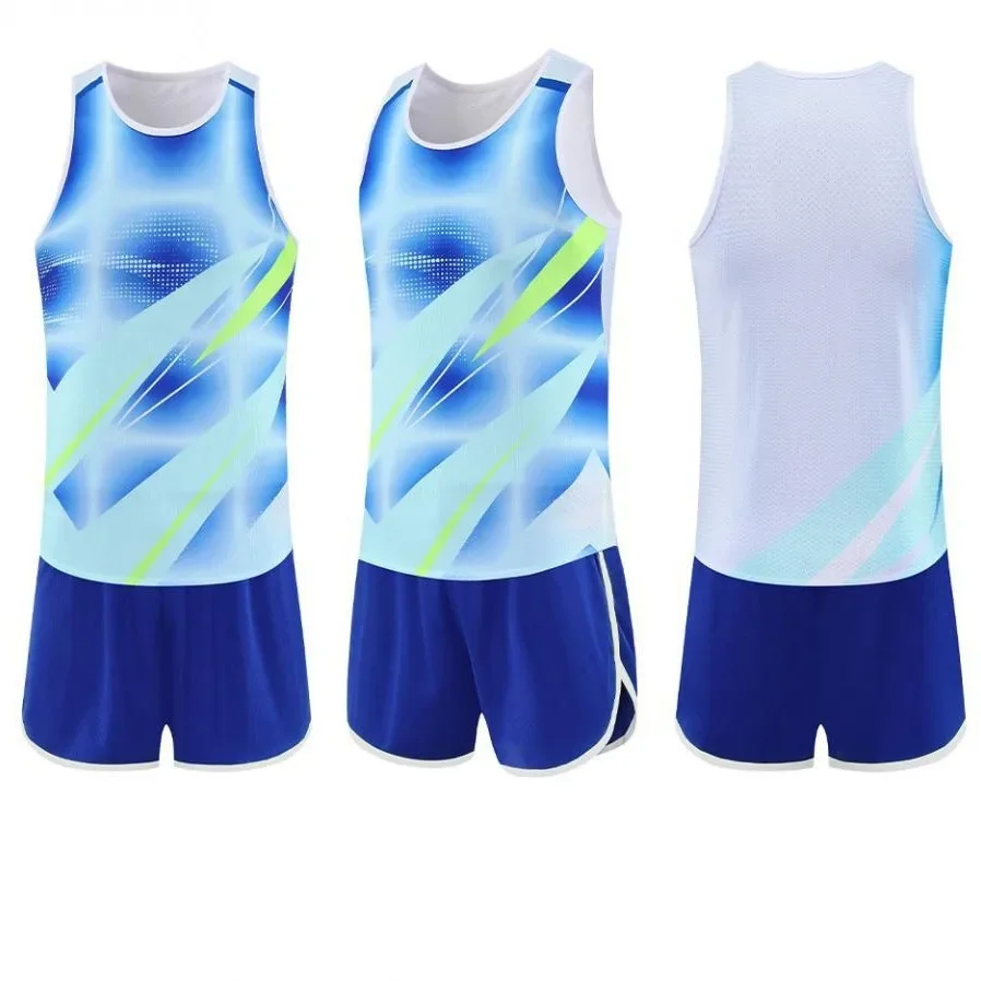 Marathon Running Suit Set for Men And Women Sports Student Training Teamwear Fitness Athletics Sportswear V-Neck Vest