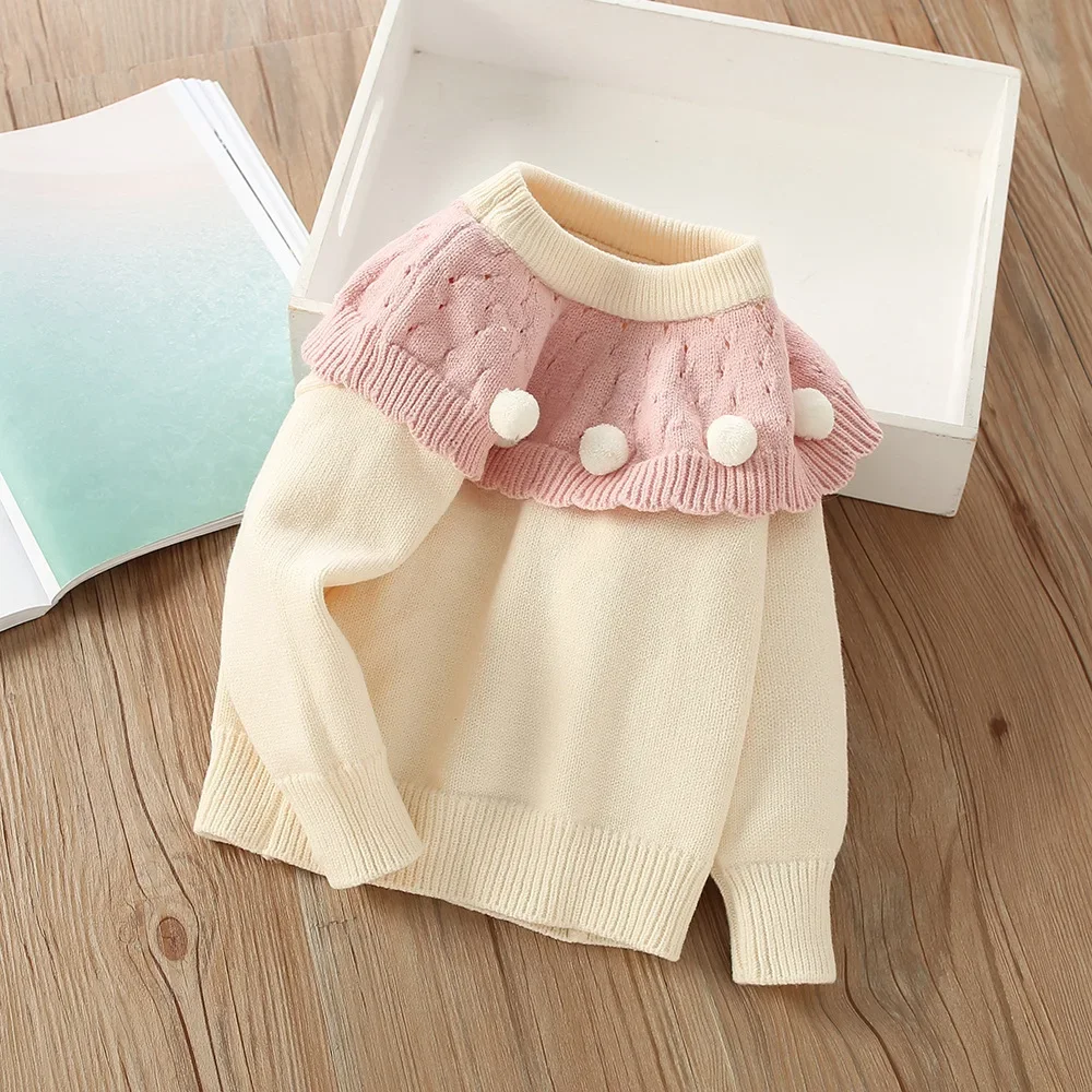 thumbnail image 1 of Suéter de punto para bebés de 1 a 5 años, jersey bonito de bola para primavera y otoño, ropa para niños, Top Base, 1 of 6