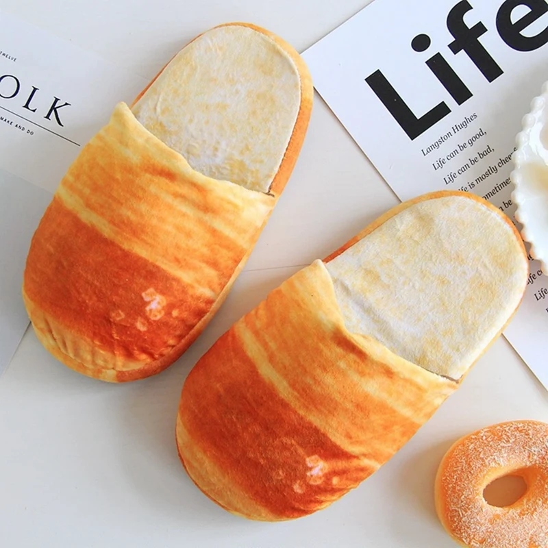 2Piece Simulation Foodie Bread Burger Anti-Slip Plush Warm Cotton Slippers Elf Shoes ,Type A(M) 4