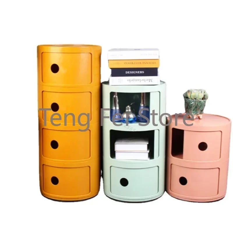 Nordic Bedside Table Nightstands Plastic Creative Coffee Tables Cabinet Modern Mobile Circular Mesa De Cabeceira Furniture