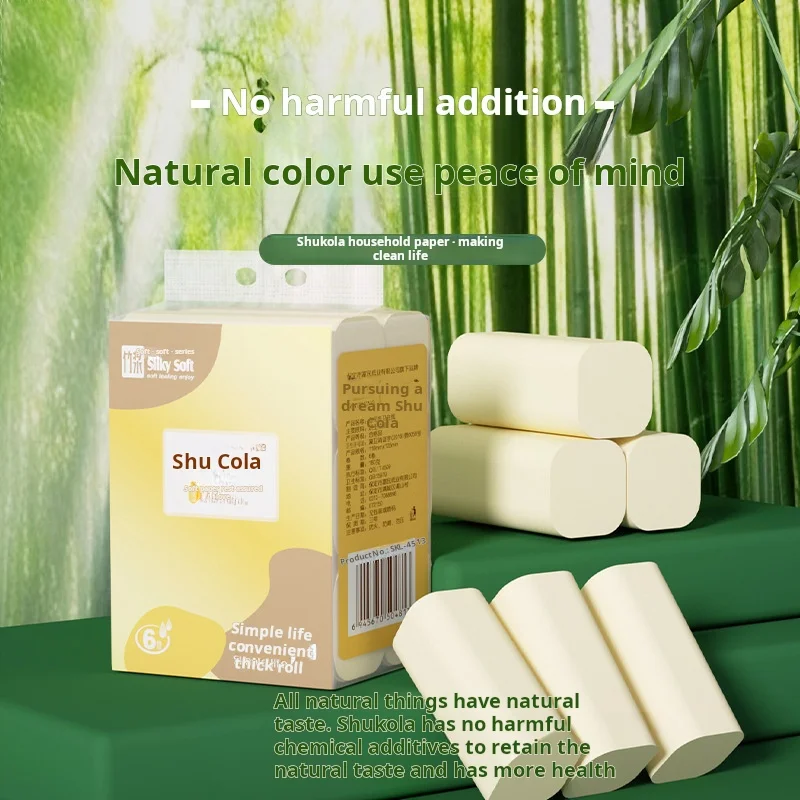 6/12 Rolls Of Bamboo Pulp Colored Toilet Paper Stock No Core Roll Tissue Portable Small Roll Toilet Paper