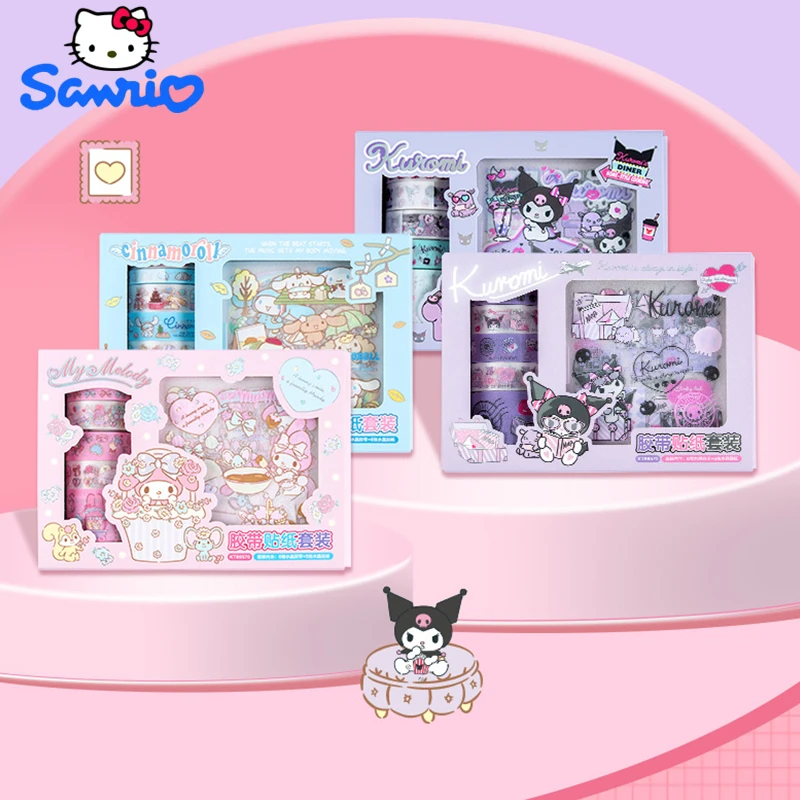 

Sanrio Набор наклеек HelloKitty mymelody Kuromi Cinnamoroll помпон пурин охватывающие кавайные детские игрушки подарок на день рождения