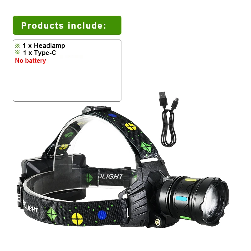 Lampe frontale LED ultra puissante 900000000LM, rechargeable, super lumineuse, éclairage de 6 km, lampe frontale pour le camping et la pêche