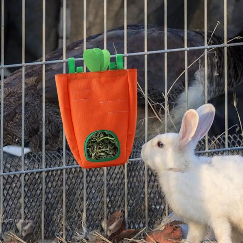 Rabbit Hay Feeder Carrot Shape with Hooks for Rabbit Guinea Pig