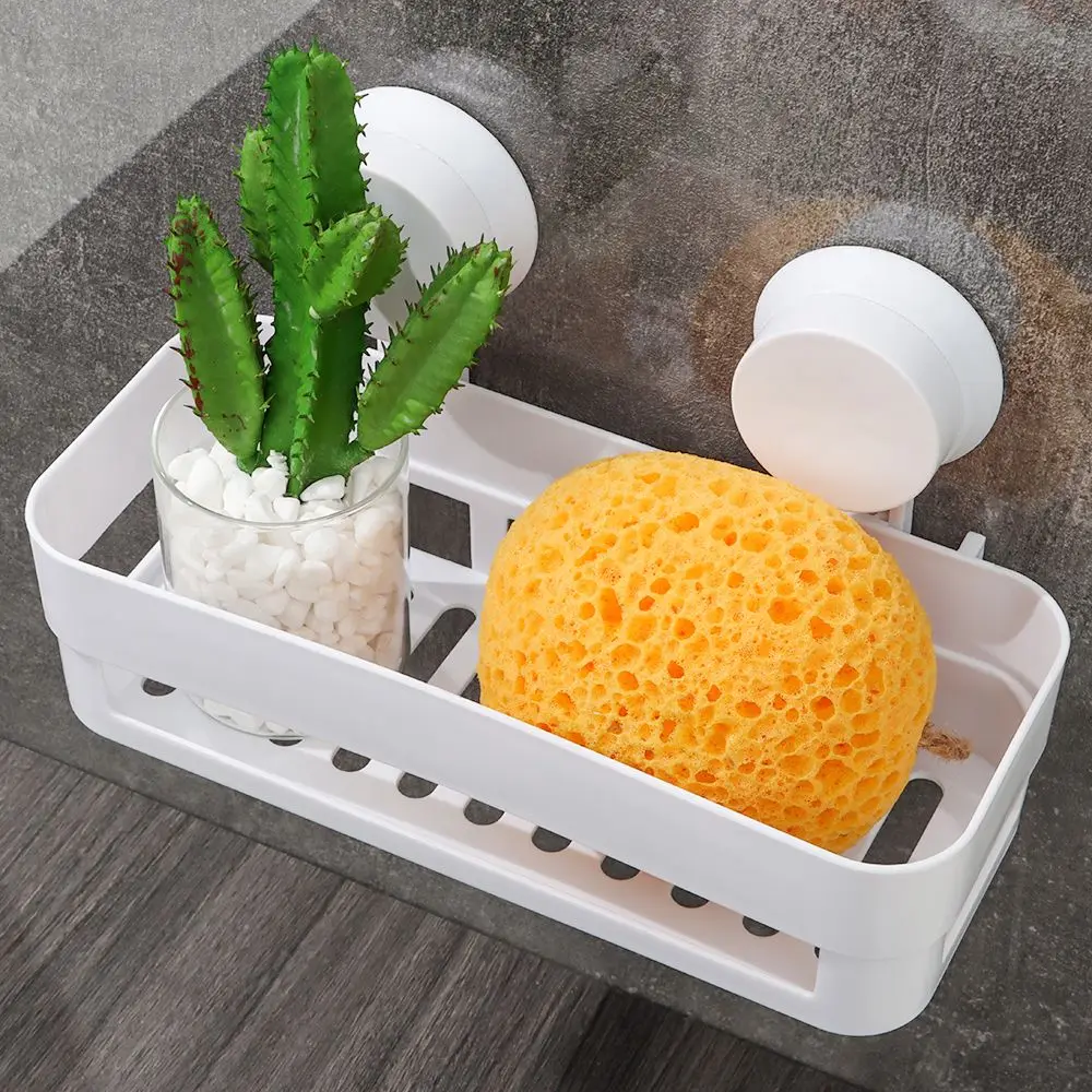 Corner Shelf With Suction Shower Rack Organizer Cup Bathroom Storage Wall Basket bathroom shelf rack bathroom storage rack wall shelf organizer storage tray
