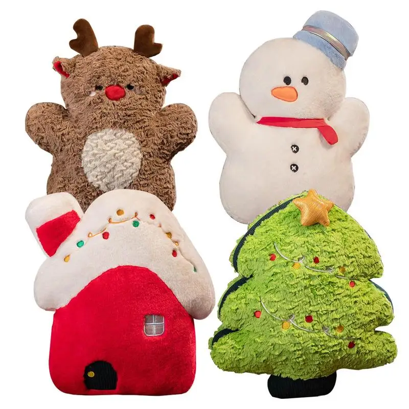 kids Christmas Tree Throw Pillow adorable Snowman Plush Toy soft Colorful Elk Cartoon Plush Doll Cushions for Sofa Bed Couch Car adorable angry chibi anime bakugo katsuki socks christmas socks men