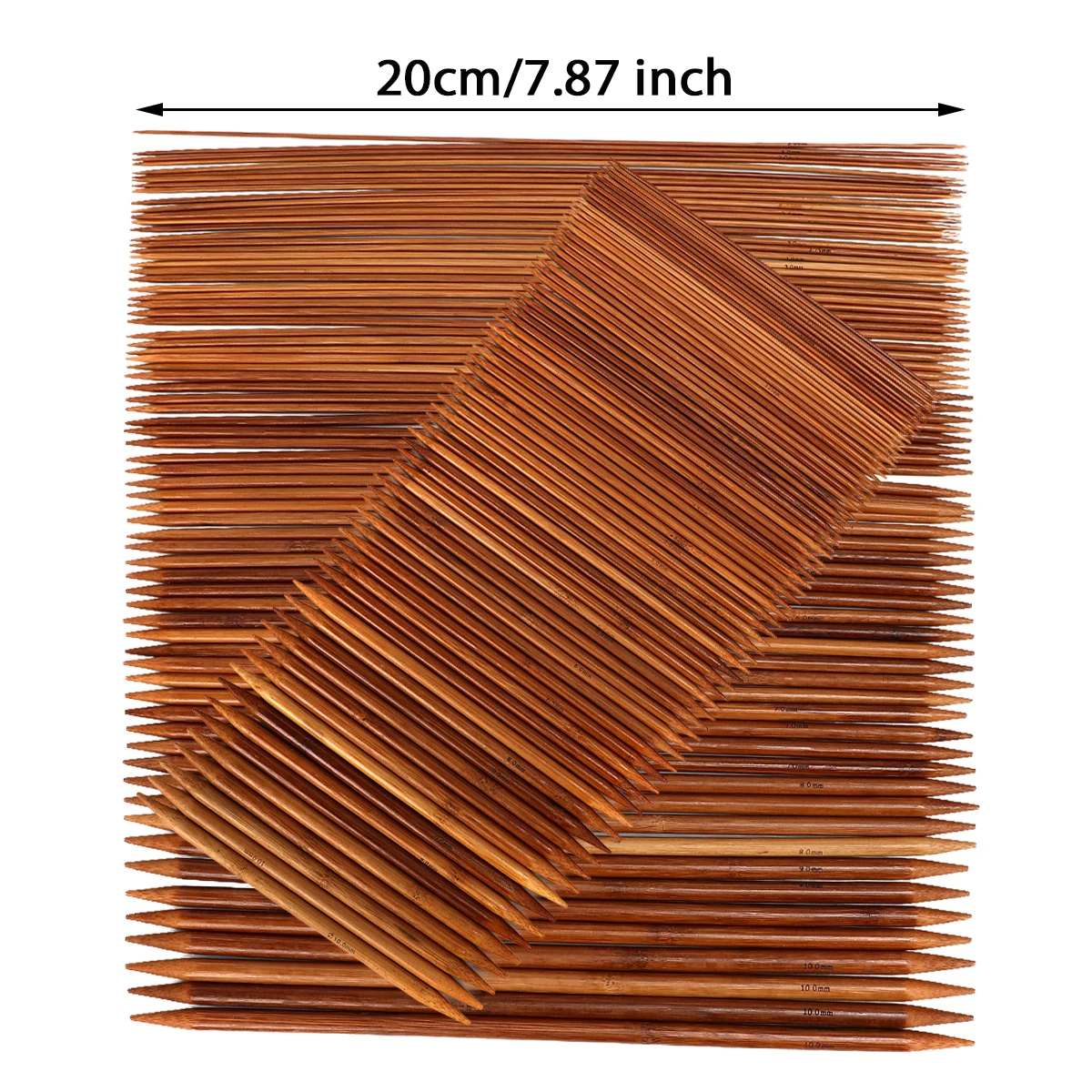 Crochet Needles Knitting Supplies Knitting Needles Knitting Material Weaving Tools 75Pcs 20cm Double Pointed Carbonized Bamboo 15 Sizes 2.0-10mm