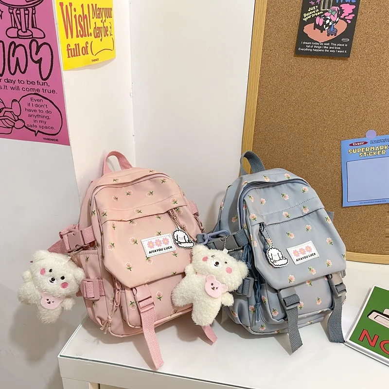

Girls Students Backpack Sweet Schoolbag Fashion Nylon Travel Backpack Girls Harajuku Casual Schoolbag Mini Backpack Mochila