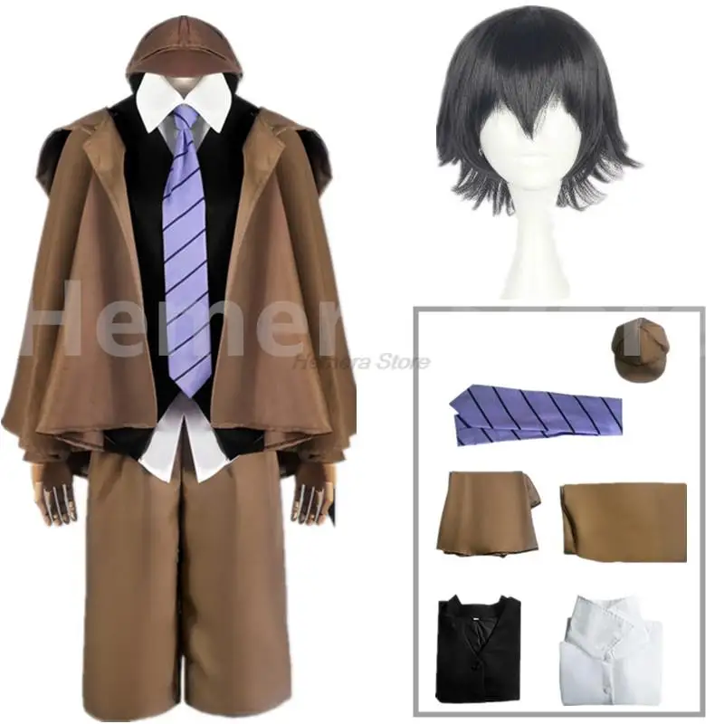 

2023 Detective Ranpo Edogawa Cosplay Anime Bungo Stray Dogs Costume Halloween Wig Unisex Detective Uniform Full Party Colthing